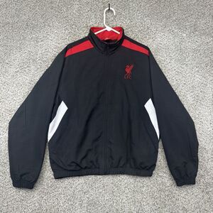 Liverpool FC Jacket Men's XL Black Windbreaker Soccer Full‎ Zip Track Pockets